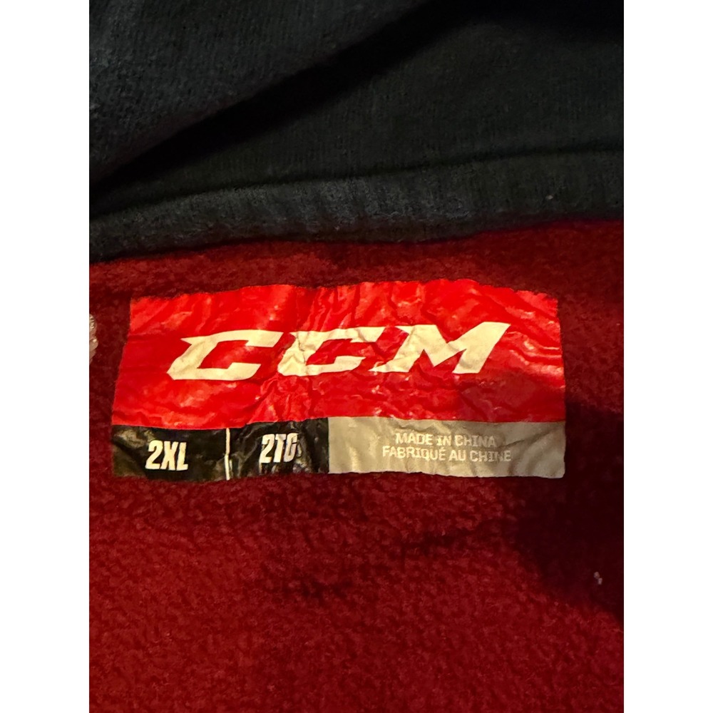 CCM Hoodie Mens 2XL Burgundy Navy CCM Hockey Full Zip Fleece Colorblock - Picture 5 of 10